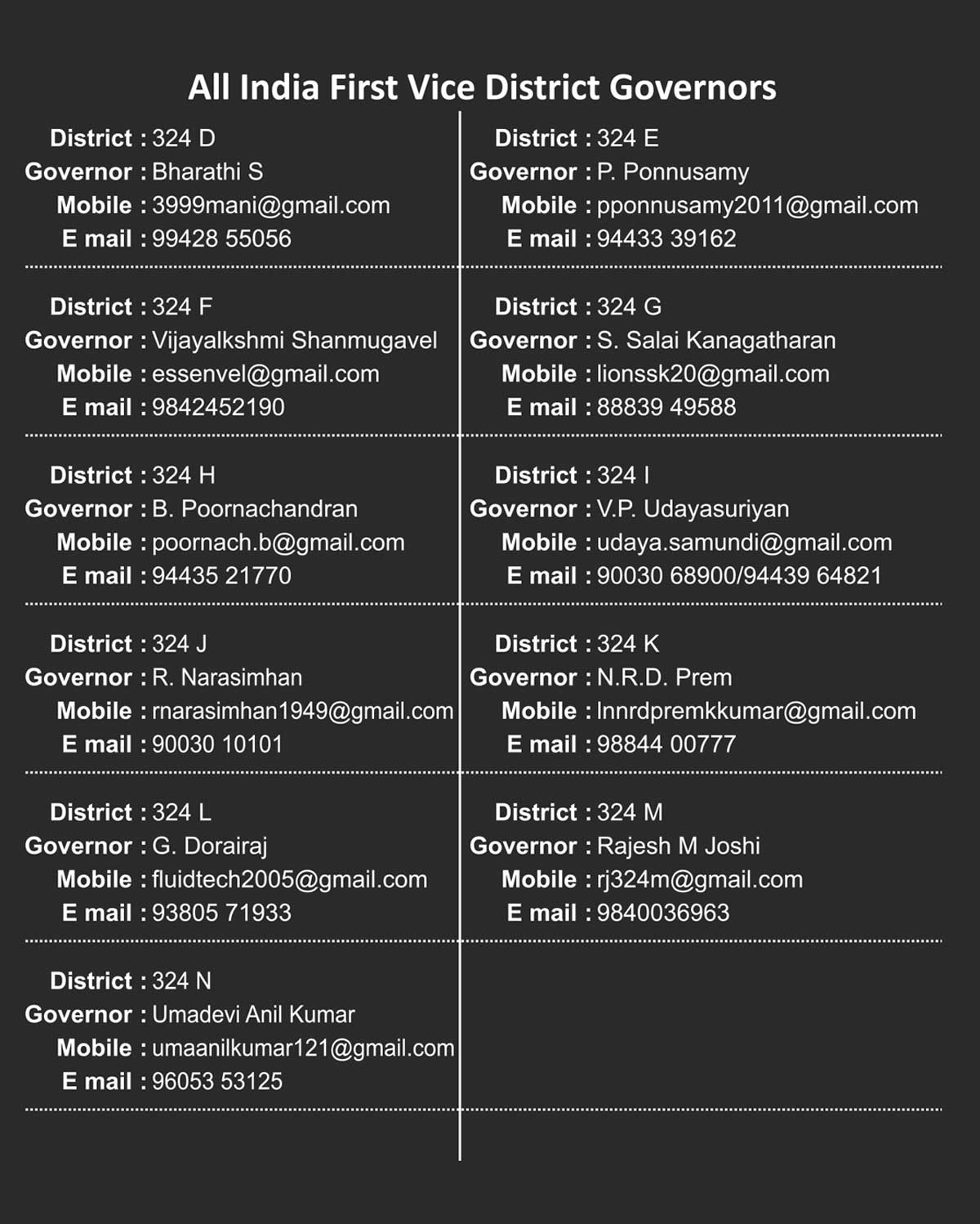 All India First Vice District Governors  