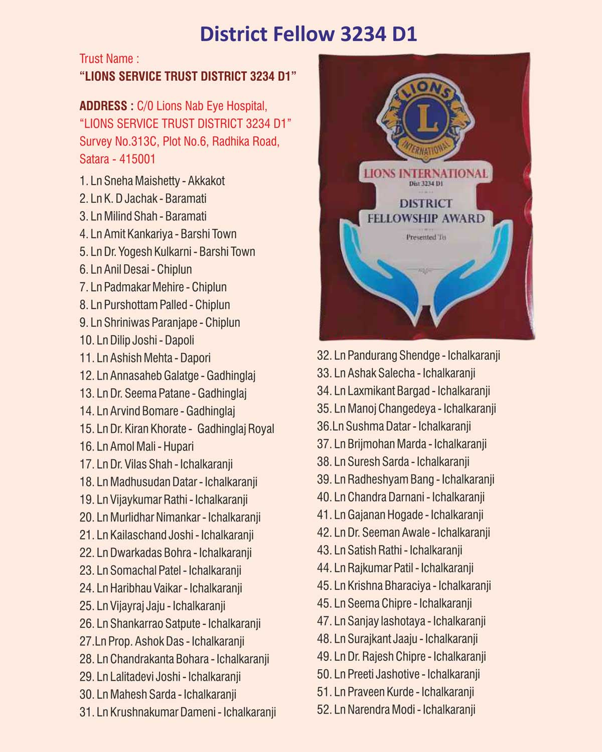 District Fellow 3234 D1