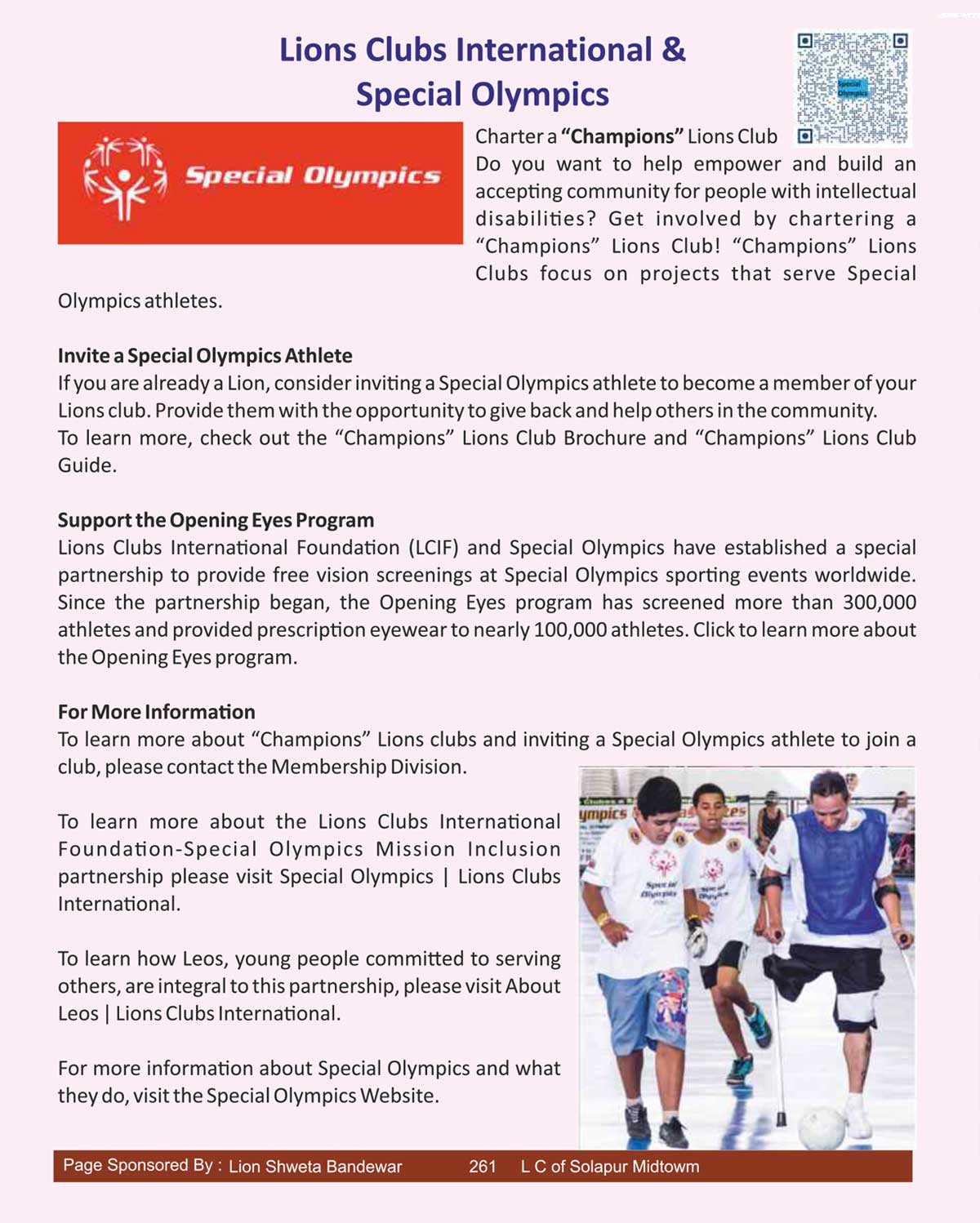 Lions Clubs International & Special Olympics 